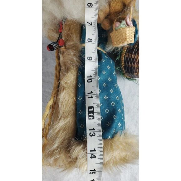 Vintage Santa Claus w/Presents Figurine 15” Cloth Realistic Furry Beard Robe - Picture 9 of 10